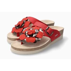 Mephisto Womens Helen Flower Leather Thong Sandal - Red NEW